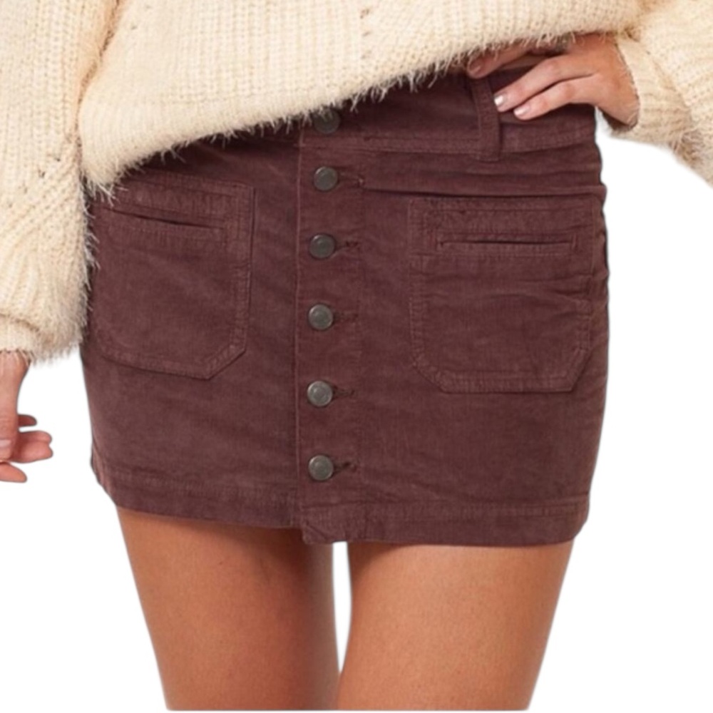 Free People Joanie Corduroy Mini Skirt Brown size 27